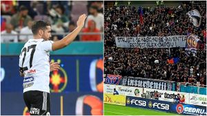 Alex Chipciu, momente inedite în timpul meciului FCSB - U Cluj! Peluza Nord a lui Mustață, mesaj special după ce fotbalistul a dat de pământ cu CSA Steaua | FOTO