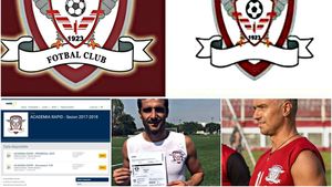 Fake! Incredibil: "Rapidul Primăriei" se proclamă a fi adevăratul Rapid, dar folosește o siglă care doar seamănă cu originalul. Acvila de pe emblemă ține în gheare o panglică goală, care a pierdut pe drum inscripția "Fotbal Club". Explicația lui Burcă