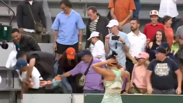 Bătaie, la propriu, pe prosopul cu care s-a șters Bianca Andreescu la Roland Garros! Jucătoarea a privit uluită ce se întâmpla în tribune | FOTO