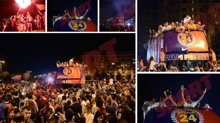 FOTO: Campionii și-au consumat bucuria! Cea mai tare petrecere de titlu din România: mii de fani și focuri de artificii la "Constituției"