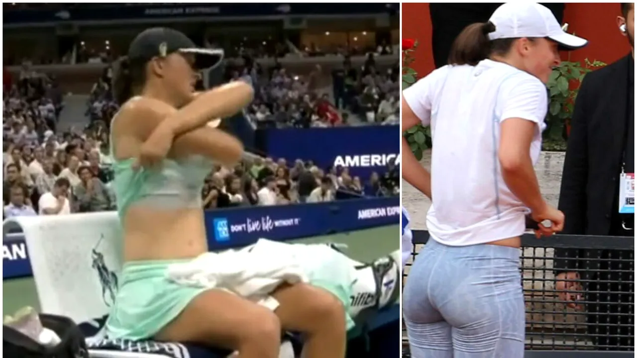 Momentul în care Iga Swiatek și-a schimbat tricoul chiar pe teren la US Open a stârnit comentarii aprinse! Cameramanul, certat de fani: „Un idiot!