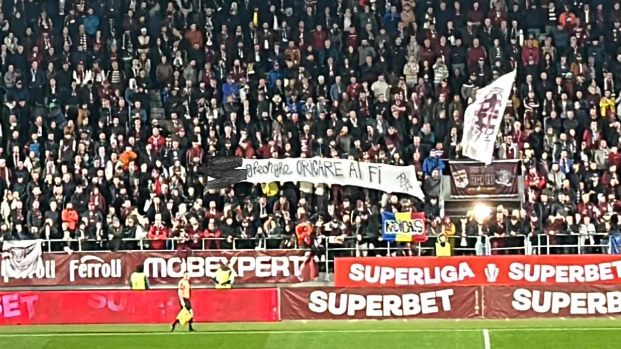 Fanii Rapidului, mesaj grotesc afișat în timpul derby-ului cu Farul: „M**e Gheorghe, oricare ai fi”