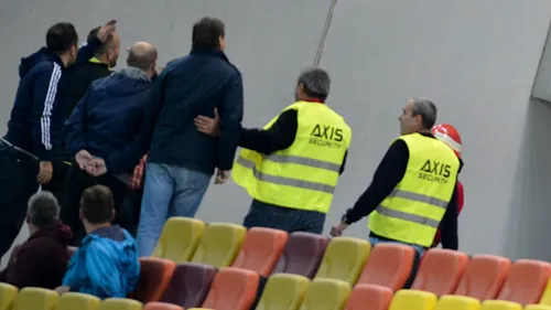 Se poate compromite totul! Gigi a luat foc când a văzut imaginile de pe Național Arena!** Un oficial al Stelei, scos cu bodyguarzii din stadion. Ce i-a transmis Becali: