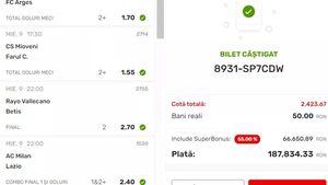 Bilet senzațional la pariuri sportive! A câștigat o avere cu 50 de lei