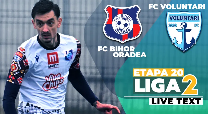 FC Voluntari reînvie spectaculos după pauză și câștigă în fața unui FC Bihor anesteziat! Două goluri spectaculoase reușite în două minute au întors soarta meciului