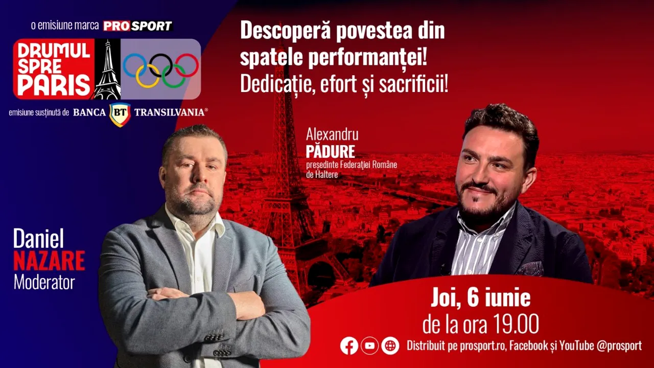 Alexandru Pădure, președintele FR de Haltere, invitatul emisiunii „Drumul spre Paris” de joi, 6 iunie, de la ora 19:00