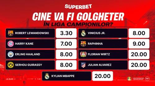 ADVERTORIAL | Cursa pentru titlul de golgheter în Liga Campionilor! Cum arată cotele
