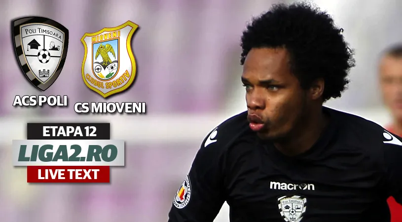ACS Poli - CS Mioveni 1-0.** Trandu a adus victoria. Alexa a fost eliminat pe final de meci