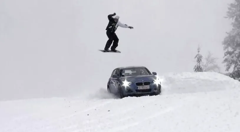 VIDEO:** Show pe pârtia din Predeal, doi schiori se întrec cu un BMW Seria 1 xDrive