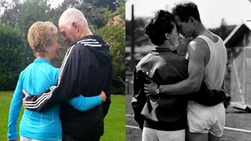 ATUNCI ȘI ACUM | Dragostea depășește barierele timpului! La aniversarea a 52 de ani de căsătorie, doi foști atleți britanici au refăcut o fotografie făcută în tinerețe