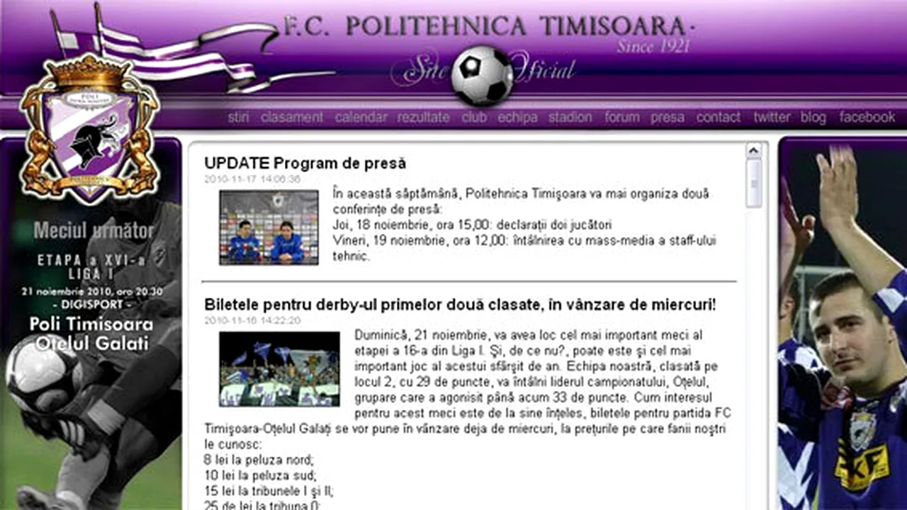 A redevenit oficial Poli?** Site-ul clubului folosește din nou culorile alb și violet, stema și denumirea originale