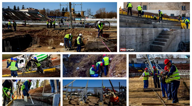 Imagini exclusive de pe șantierul stadionului din Târgoviște! Viitoarea arenă a Chindiei prinde contur, după două luni de lucrări în ritm susținut. E gata în august? | VIDEO și FOTO