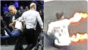 Incident șocant la Laver Cup, sub ochii lui Roger Federer: un bărbat și-a dat foc pe teren! Motivul pentru care a recurs la acest gest | GALERIE FOTO & VIDEO