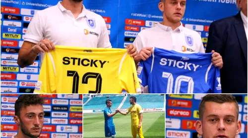 VIDEO | U Craiova și-a prezentat cele două achiziții. „Modric” vorbește despre un club uriaș și despre „foamea de trofee”, Pigliacelli crede că a venit la „Napoli de România”