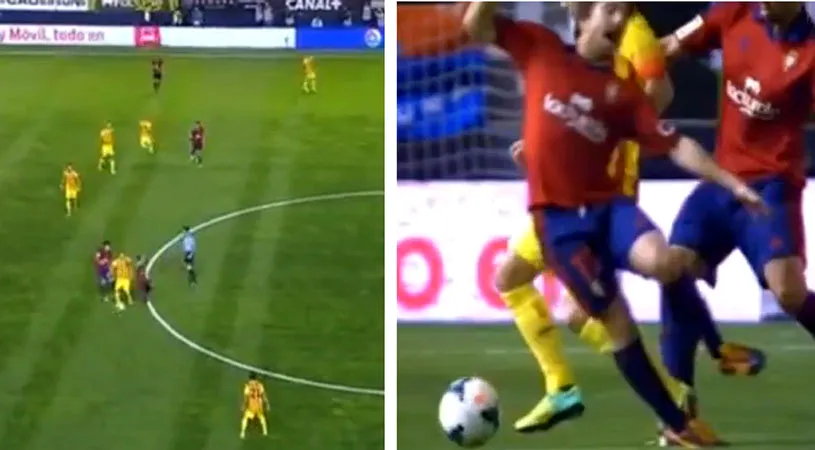 Driblingul lui Iniesta e ucigător! VIDEO incredibil: Un jucător de la Osasuna a cerut schimbarea după faza asta! Va sta șase luni pe bară