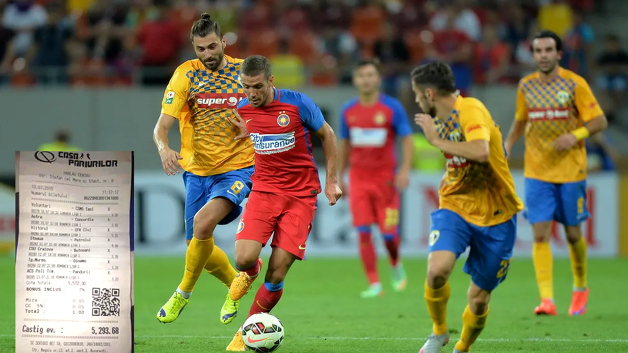 FOTO INCREDIBIL | Un român a prins toată etapa din Liga 1! Mai are un singur meci și câștigă! Cum arată biletul cu cotă 5.572