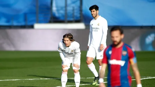 Șoc în Spania! Real Madrid și-a luat adio de la titlu după ce s-a făcut de râs cu Levante. Sergio Ramos a făcut scandal în tribune
