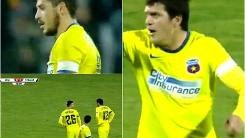 Steaua, protest împotriva arbitrajului lui Istvan Kovacs la meciul cu CSMS Iași. FOTO | Elevii lui Gâlcă au purtat banderole albe în partida de Cupă