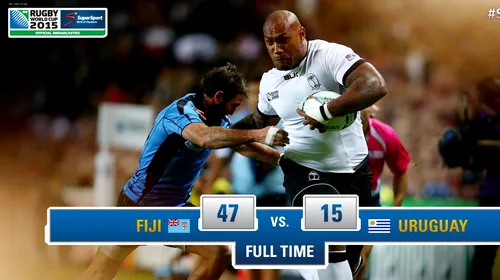 Reprezentativa Insulelor Fiji a învins naționala Uruguayului, scor 47-15, la Cupa Mondială de rugby