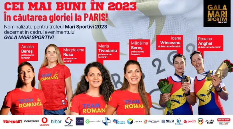 Gala Mari Sportivi ProSport 2023. Canotoarele de la patru rame și dublu rame feminin au un singur obiectiv: medalia de aur la Jocurile Olimpice de la Paris