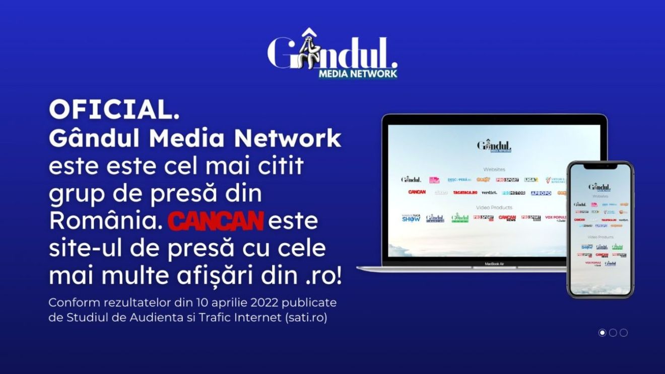 OFICIAL. Grupul Gândul este cel mai citit grup de presă din România. CANCAN este site-ul de presă cu cele mai multe afișări din .ro!