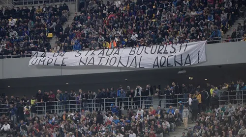 FOTO | „Doar Dinamo București”, partea a doua! Fanii FCSB au fost din nou păcăliți, de data asta cu un mesaj afișat de susținătorii Stelei. UPDATE | PRA a dat foc bannerului