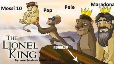 FOTO Cum se distrează fanii pe seama lui CR7!** De unde îl privește Ronaldo pe "The LIONEL King"