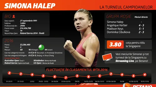 (P) Simona Halep, a doua favorită la Singapore 