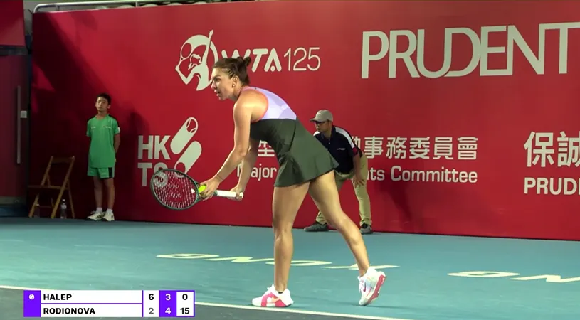 Simona Halep - Arina Rodionova 6-2, 4-6, 0-0 în turul 1 de la Hong Kong Live Video Online. Australianca egalează la seturi