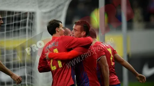 Lupta pentru titlu? E defilare!** VIDEO rezumat: Spectacol total în Steaua-Mediaș 3-0! Două eliminări și faze discutabile. Momentele care au decis partida