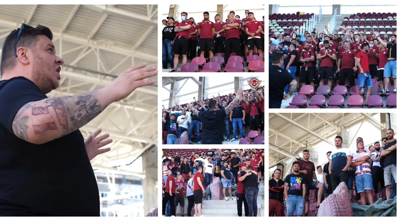 Jucătorii Rapidului, întâlnire cu suporterii în Peluza Nord a stadionului din Giulești, înaintea ultimelor trei meciuri din play-off. Discursul lui ”Bocciu” și promisiunea făcută fotbaliștilor: ”Numele vostru va dăinui aici”