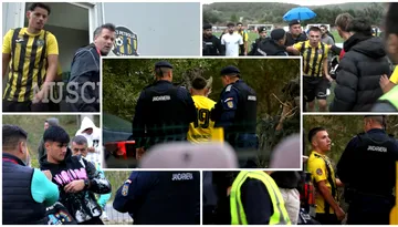 VIDEO | Bătaie între doi coechipieri la derby-ul Argeșului din Liga 3! Jandarmii au intervenit și au fost aproape să-i aplice o corecție unuia dintre ”cocoși”