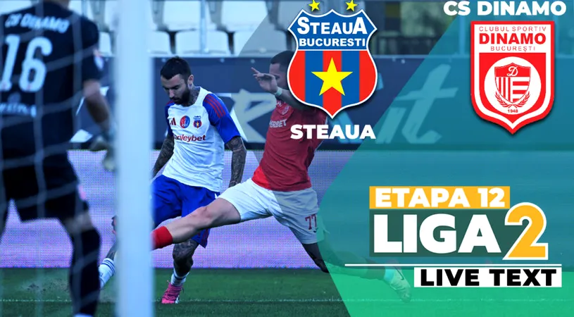 Steaua și CS Dinamo se întâlnesc în Ghencea, de la ora 18:00, în deschiderea etapei 12 a Ligii 2. Derby bucureștean în subsolul clasamentului