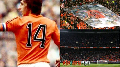 Fotbalul s-a OPRIT pentru Johan Cruyff. Momente emoționante în Olanda – Franța! Reacția publicului de pe ArenA în minutul 14
