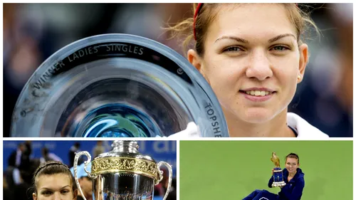 Simonei îi stă superb cu trofeul în brațe. GALERIE FOTO cu cele 7 premii câștigate de Halep în ultimul an