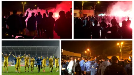 VIDEO | Jucătorii și suporterii Petrolului au sărbătorit împreună după victoria din derby-ul cu Rapid. Imagini spectaculoase la porțile stadionului ”Ilie Oană”