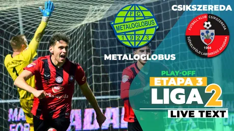 Csikszereda câștigă pe final cu Metaloglobus, într-un meci în care părea mulțumită cu remiza. Harghitenii fac încă un pas spre câștigarea Ligii 2 și promovare