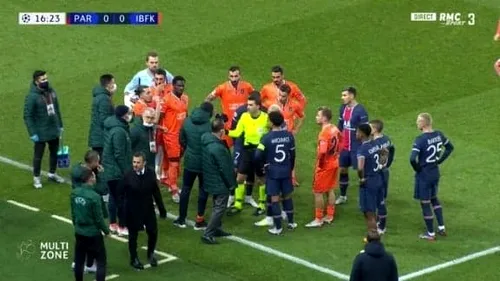 Scandal uriaș la PSG - Istanbul Basaksehir, din Liga Campionilor! Sebastian Colțescu l-a făcut „negru” pe Pierre Webo, iar jucătorii au ieșit de pe teren de supărare | VIDEO