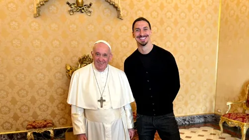 Zlatan Ibrahimovic, întâlnire emoționantă cu Papa Francisc: „Vă place? Fac magie cu el”. Ce cadou i-a făcut Suveranului Pontif