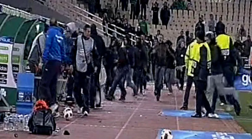 VIDEO** Clipe de groază la Atena! Djibril Cisse&Co, fugăriți pe teren de fani!
