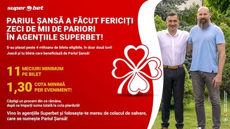 Pariul Șansă de la Superbet, un pom cu mere de aur pentru pariori! S-au plasat peste 4 milioane de bilete eligibile, în doar două luni!