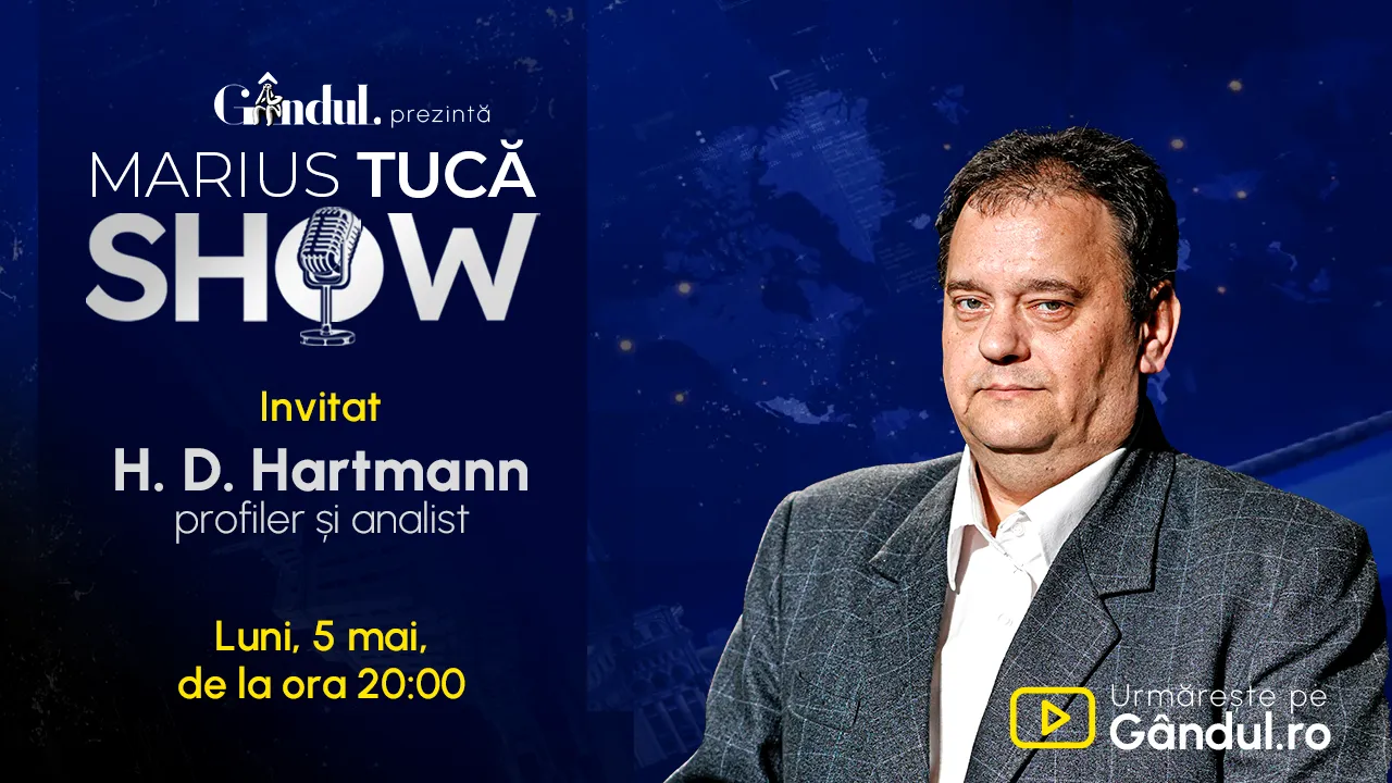 Marius Tucă Show începe luni, 5 mai, de la ora 20.00, live pe Gândul. Invitați: HD Hartmann