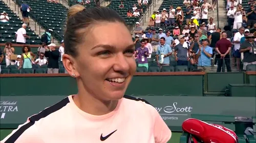 A revenit, a câștigat, a pus presiune pe Wozniacki și a făcut un pas important spre apărarea numărului 1 mondial. Prima reacție a Simonei Halep după victoria din meciul inaugural de la Indian Wells