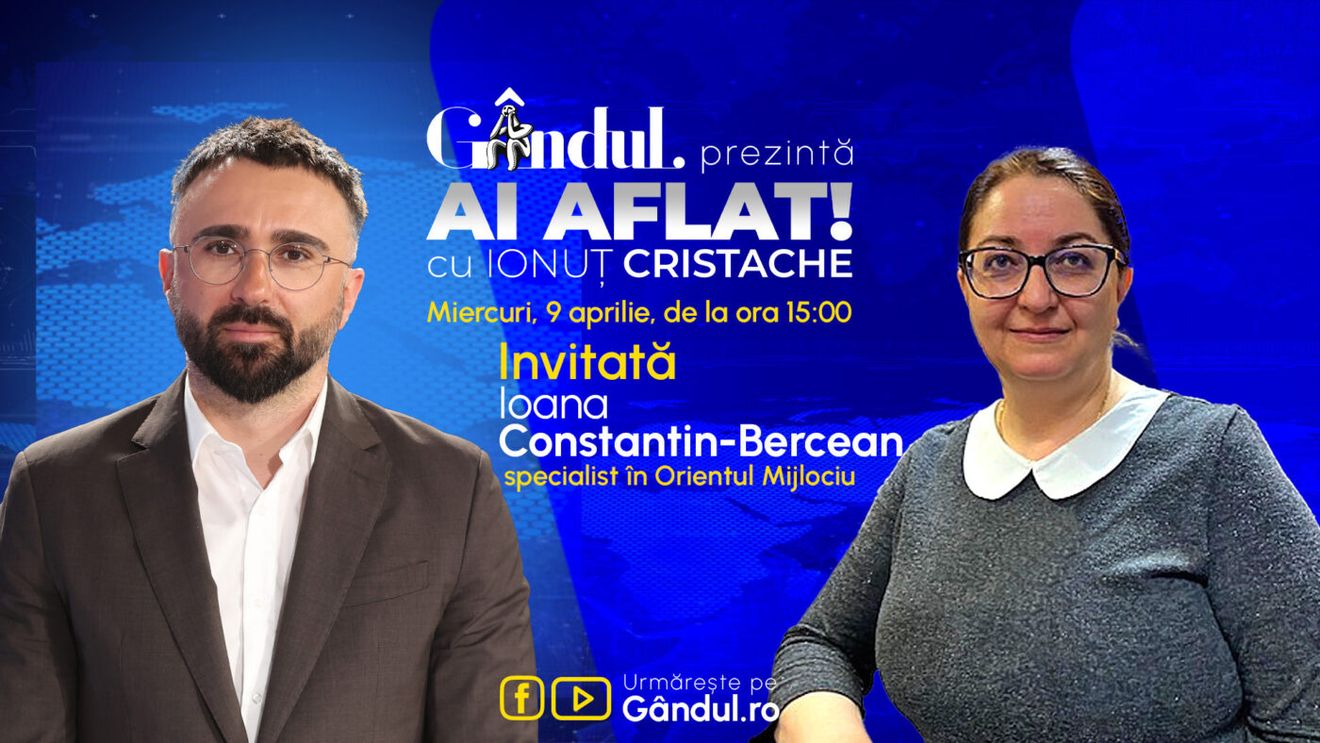 „Ai Aflat! cu Ionuț Cristache” începe miercuri, 9 aprilie, de la ora 15.00, live pe Gândul. Invitată: Ioana Constantin-Bercean
