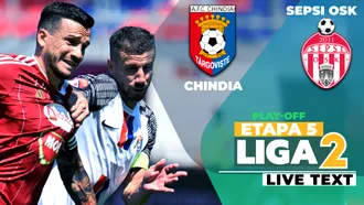 Sepsi OSK se impune la limită la Târgoviște și se apropie din nou de locul 1. Ajunge la 18 meciuri fără eșec, în timp ce Chindia pierde și al cincilea joc în play-off-ul Ligii 2