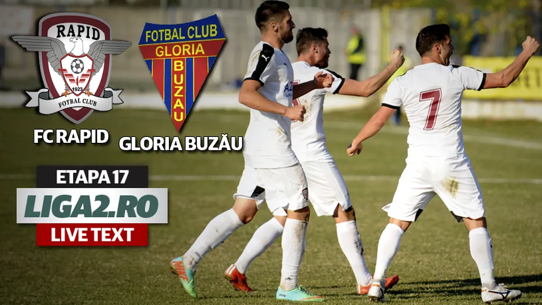FC Rapid - Gloria Buzău 4-0.** Iulian Popa și compania au defilat în prima repriză și și-au asigurat victoria. În a doua n-au mai reușit nimic