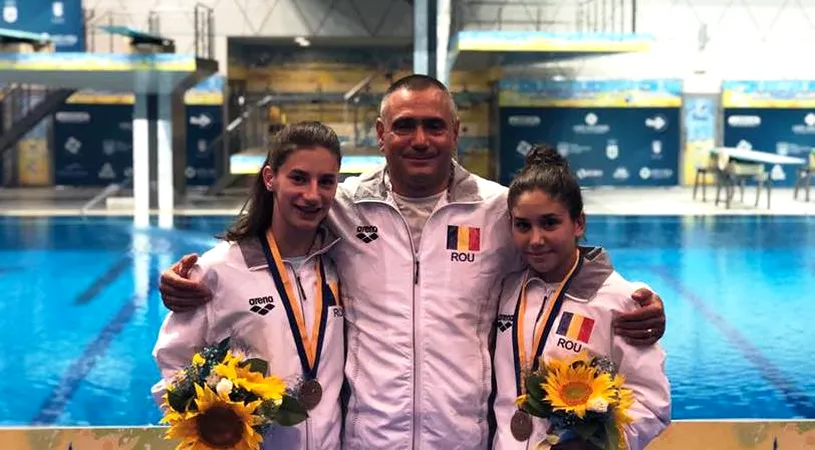 Rezultat remarcabil la Campionatele Mondiale de sărituri în apă pentru juniori de la Kiev: Angelica Muscalu și Antonia Pavel au cucerit medalia de bronz la platformă sincron

