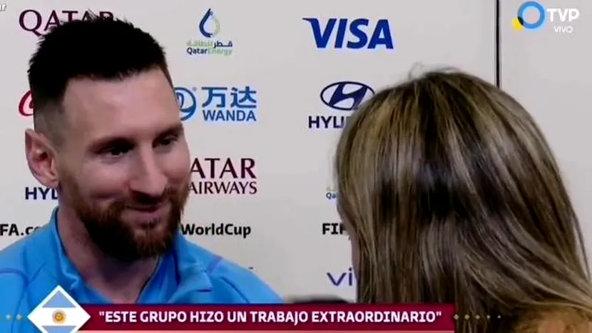 Lionel Messi aproape în lacrimi când un reporter îi spune cât de mult înseamnă pentru fanii argentinieni după ce a ajuns în finala Cupei Mondiale