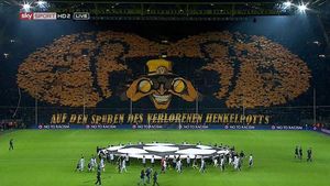 "Pe urmele Cupei pierdute"** Fanii lui Dortmund au desfășurat una dintre cele mai impresionante coregrafii din acest sezon al Ligii