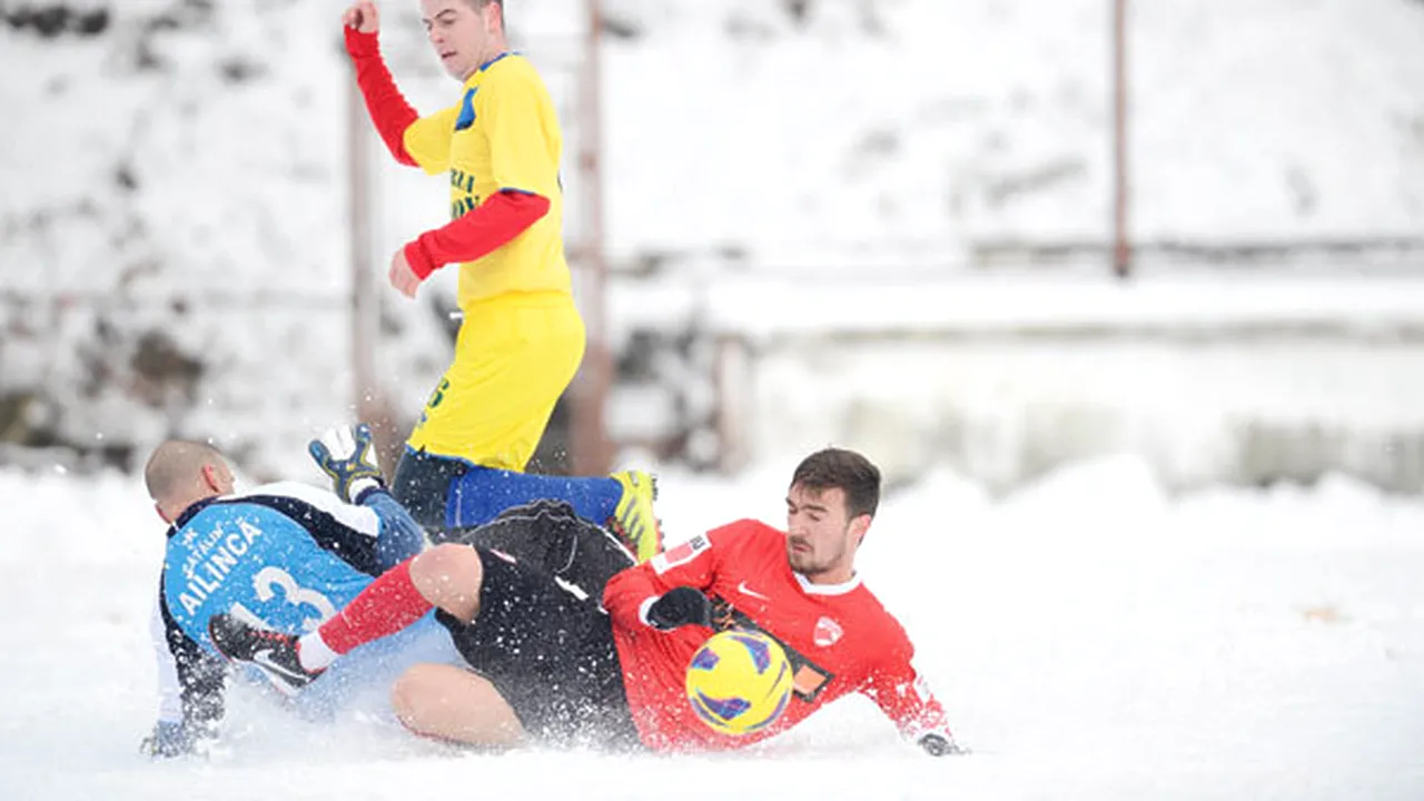 Fotbal cu zăpadă și rumeguș!** Dinamo s-a distrat în primul amical din 2013. Pe cine a pus ochii Țălnar și ce surprize pregătește